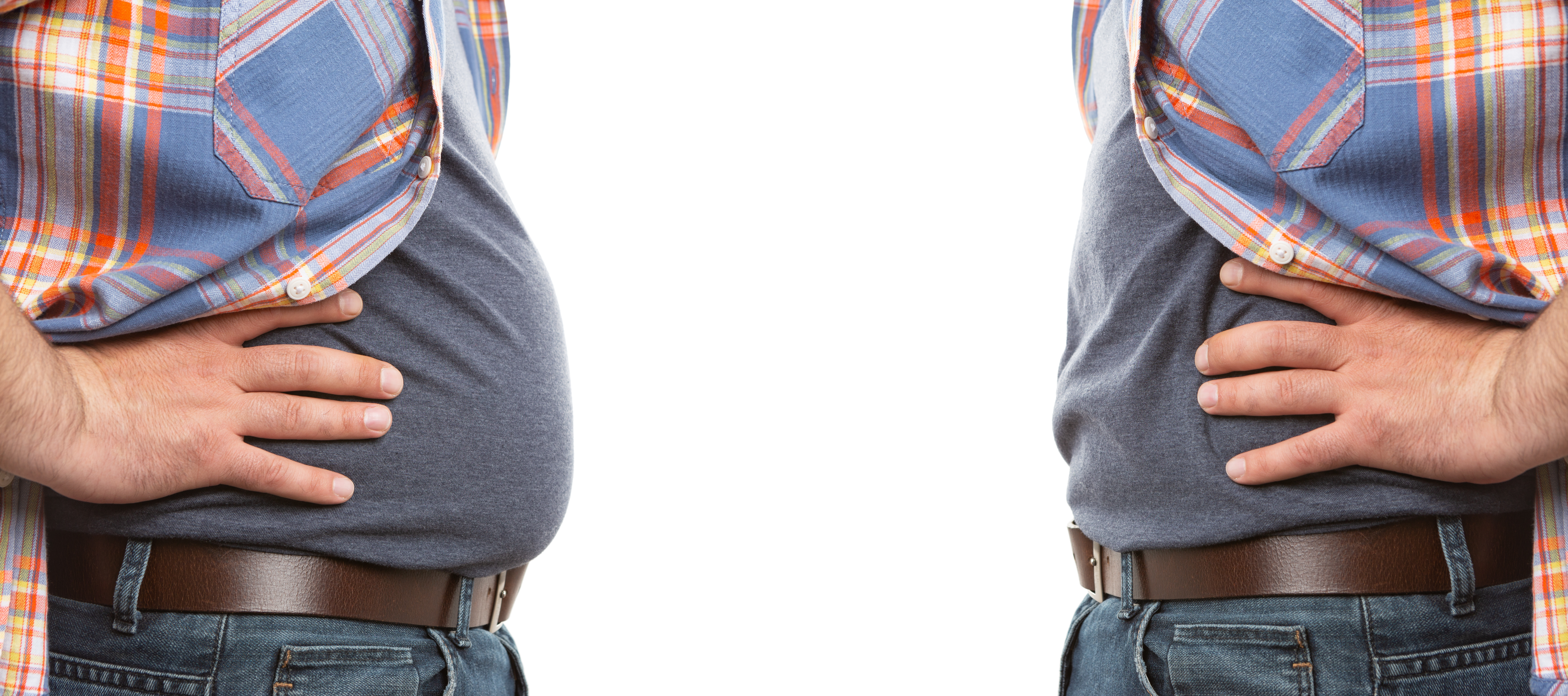 Before and after comparison of man's weight loss