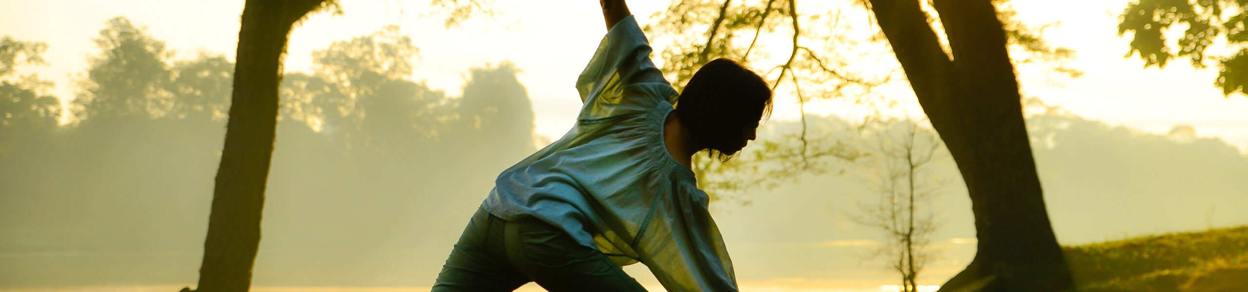 Healthy middle aged woman stretching